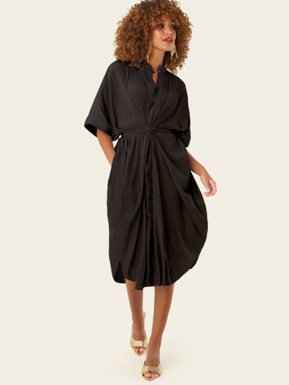 LIKE NEW Ever By X The Multiwear Shirt Dress Black PETITE OS